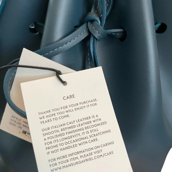 NWT Mansur Gavriel *MIDNIGHT BLUE* Mini Calf Leather Bucket Bag - Picture 9 of 13